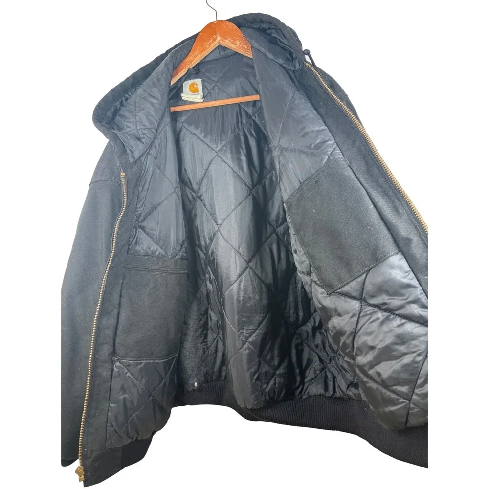 Carhartt Mens 3XL‎ Black Hooded Duck Insulated Active Jacket Workwear Chore Coat